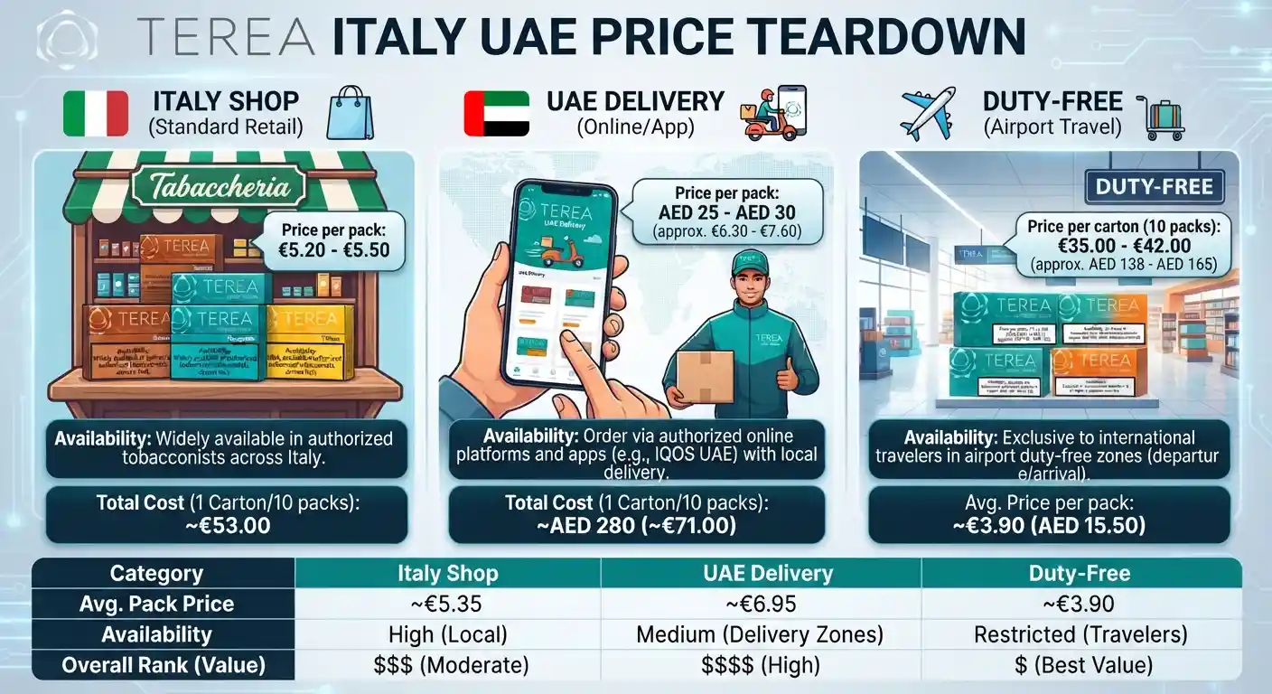 TEREA Italy UAE Price Teardown: Shop, Delivery, Duty-Free